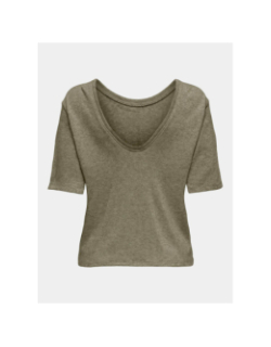 T-shirt brillant à col en v onlfalka doré femme - Only