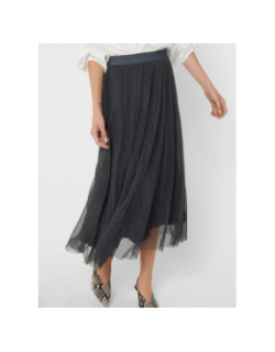 Jupe longue plissée lavina gris anthracite femme - Only