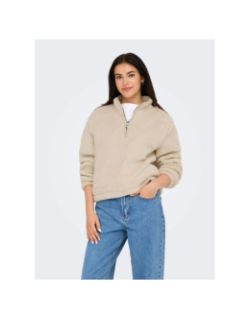 Sweat polaire col zippé new dallas beige femme - Only