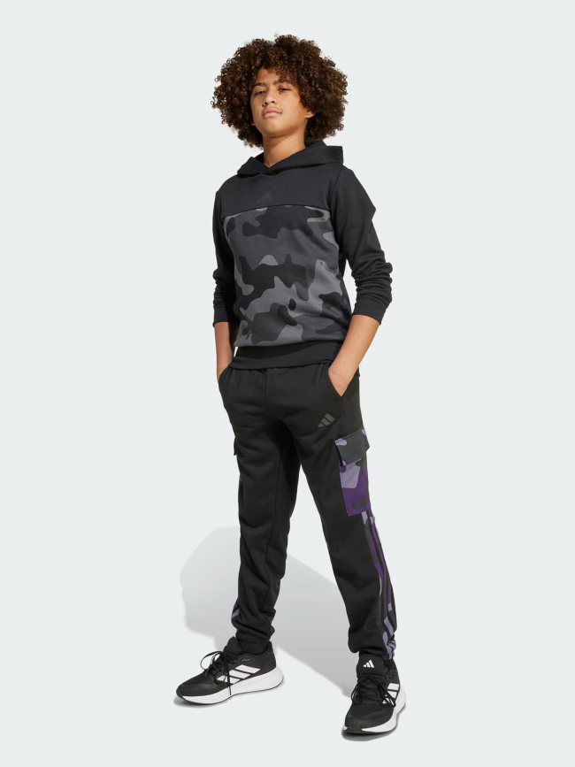 Pantalon jogging cargo camo 3s noir et violet enfant - Adidas