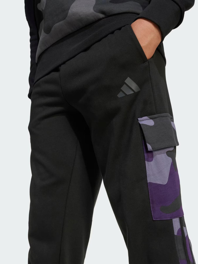 Pantalon jogging cargo camo 3s noir et violet enfant - Adidas