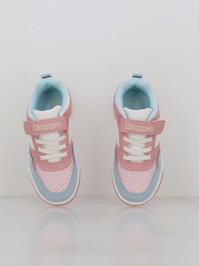 Baskets à scratch logo manis rose bleu enfant - Kappa