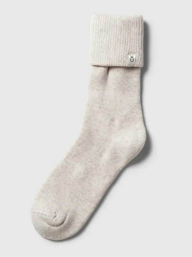 Paire de chaussettes hautes brillantes home beige femme - Calvin Klein