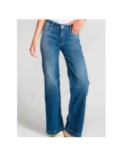 Jean flare taille haute à effet pulp barc bleu femme - Le Temps Des Cerises