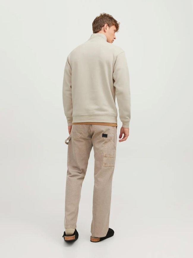 Sweat col zippé bradley beige homme - Jack & Jones
