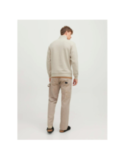 Sweat col zippé bradley beige homme - Jack & Jones