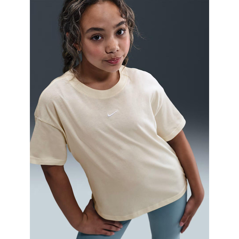 T-shirt à manches courtes boxy essential beige fille - Nike