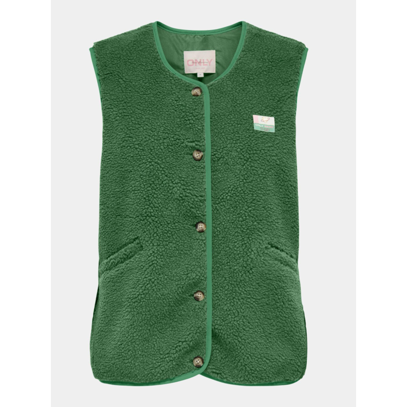 Veste sans manche teddy baby vert femme - Only
