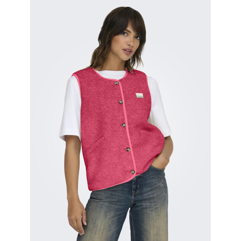 Veste sans manche teddy baby rose femme - Only