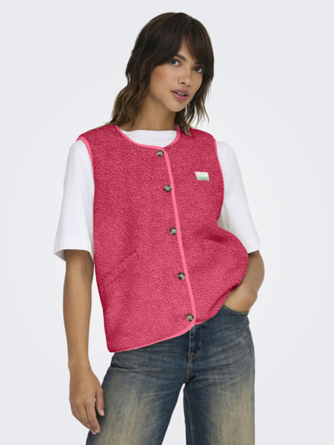 Veste sans manche teddy baby rose femme - Only