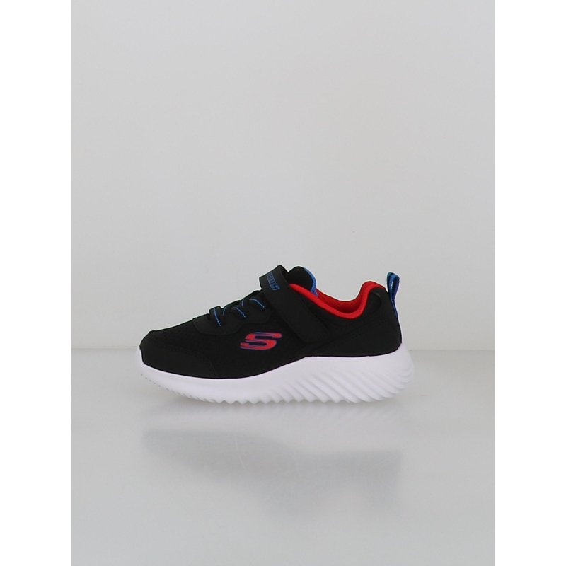 Baskets à scratch bounder noir enfant - Skechers