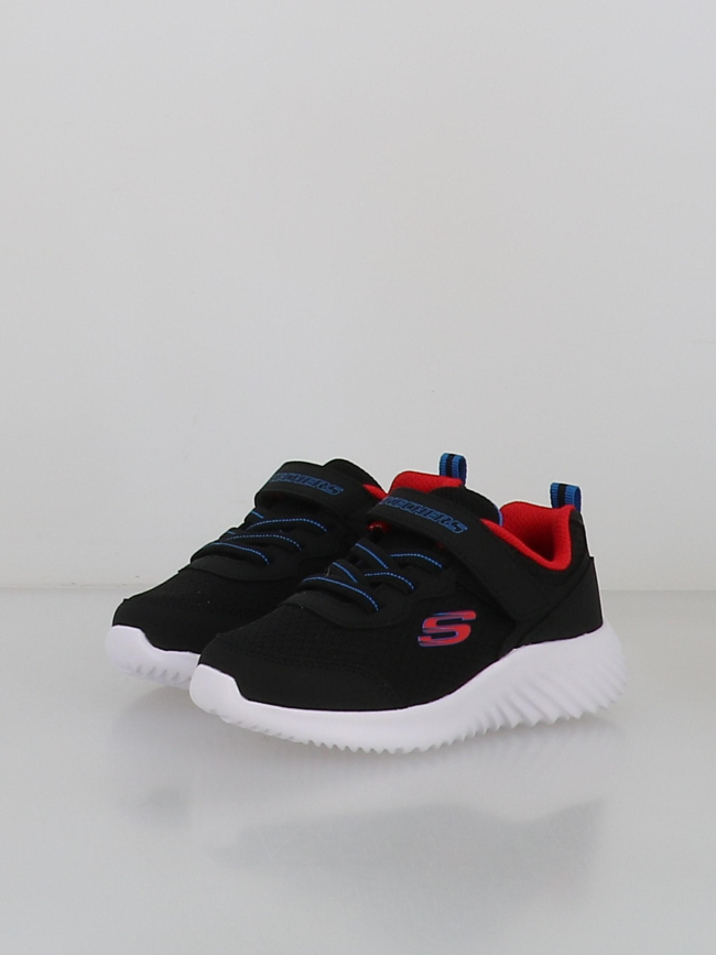 Baskets à scratch bounder noir enfant - Skechers
