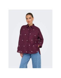 Chemise cœur brodé new lina bordeaux femme - Only