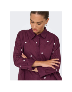 Chemise cœur brodé new lina bordeaux femme - Only