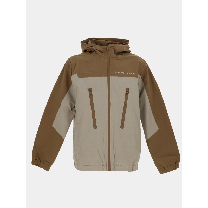 Veste à capuche zippé tech beige homme - Project X Paris