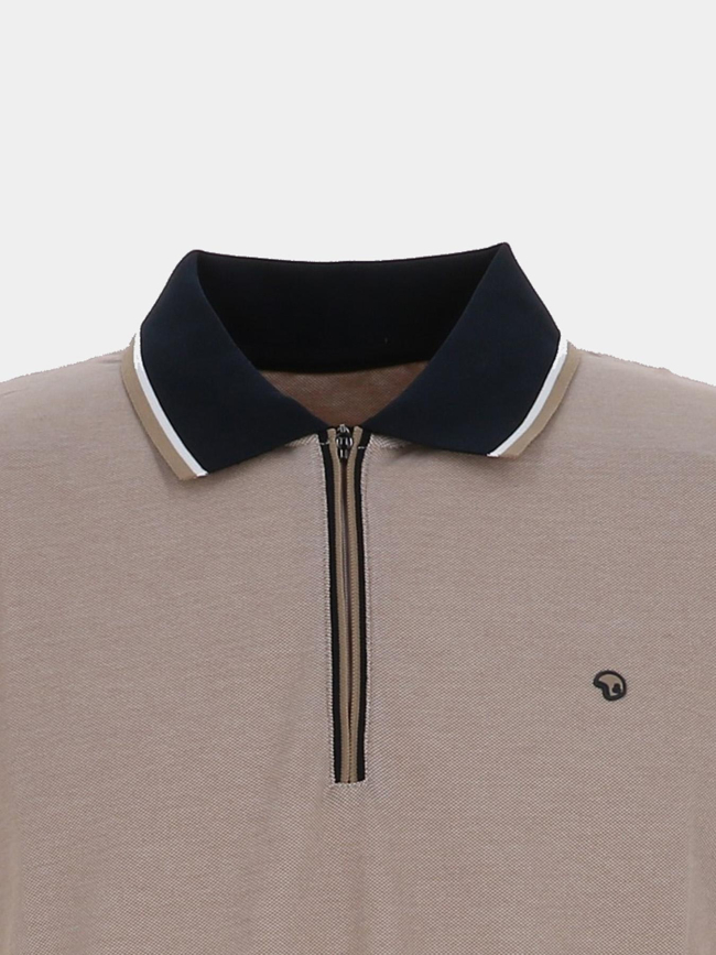 Polo col zippé gadiel beige homme - Benson & Cherry