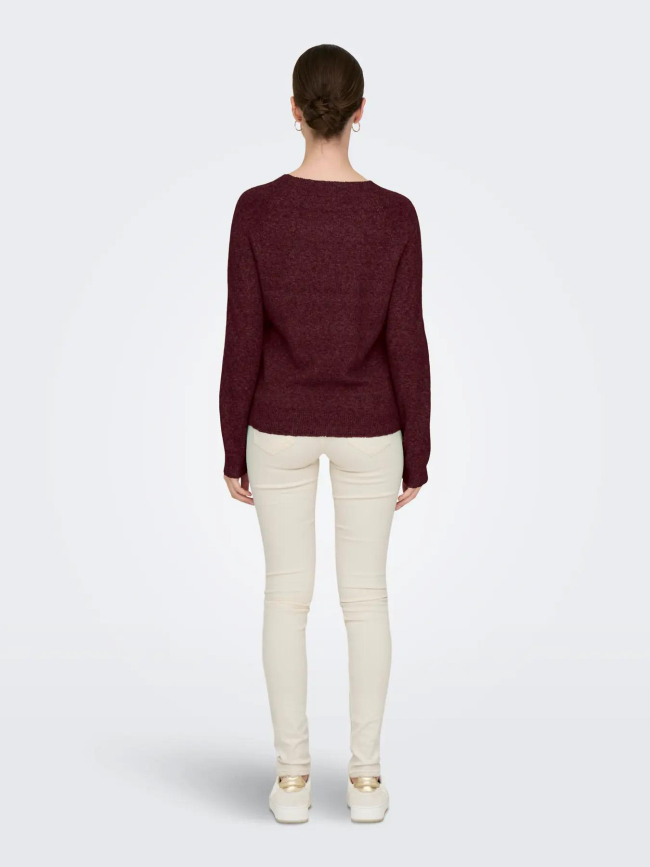 Pull en maille onlrica bordeaux femme - Only