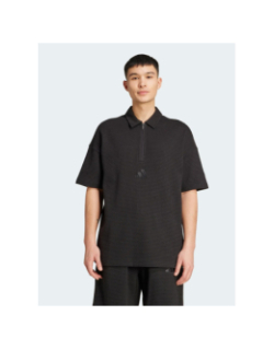 Polo à manches courtes en coton texturé noir homme - Adidas
