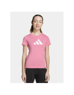 T-shirt à manches courtes et logo argenté rose fille - Adidas