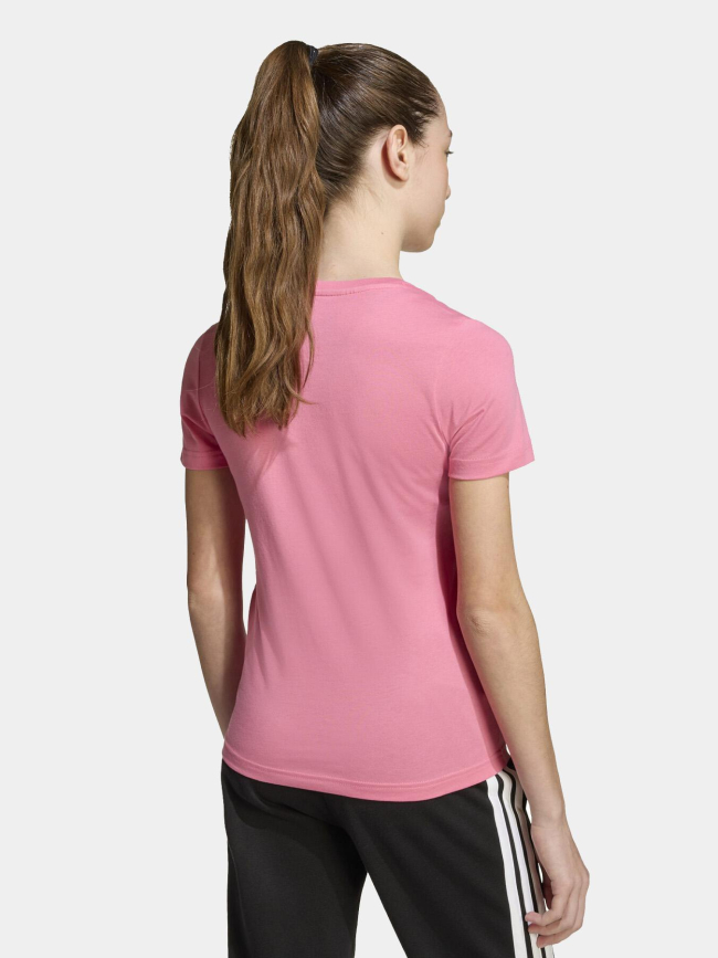 T-shirt à manches courtes et logo argenté rose fille - Adidas