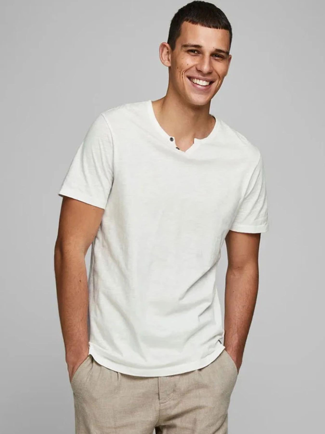 T-shirt col boutonné ben blanc homme - Jack & Jones
