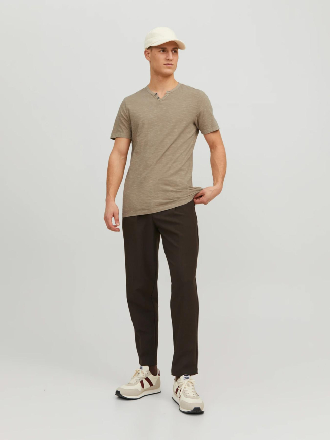 T-shirt col boutonné ben marron homme - Jack & Jones