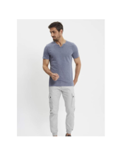 T-shirt col boutonné ben bleu homme - Jack & Jones