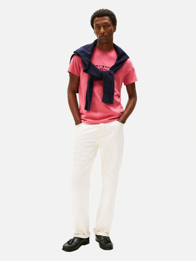 T-shirt slim fit logo rose homme - Tommy Hilfiger