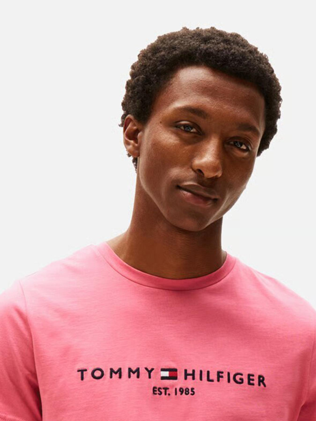T-shirt slim fit logo rose homme - Tommy Hilfiger