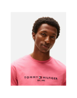 T-shirt slim fit logo rose homme - Tommy Hilfiger