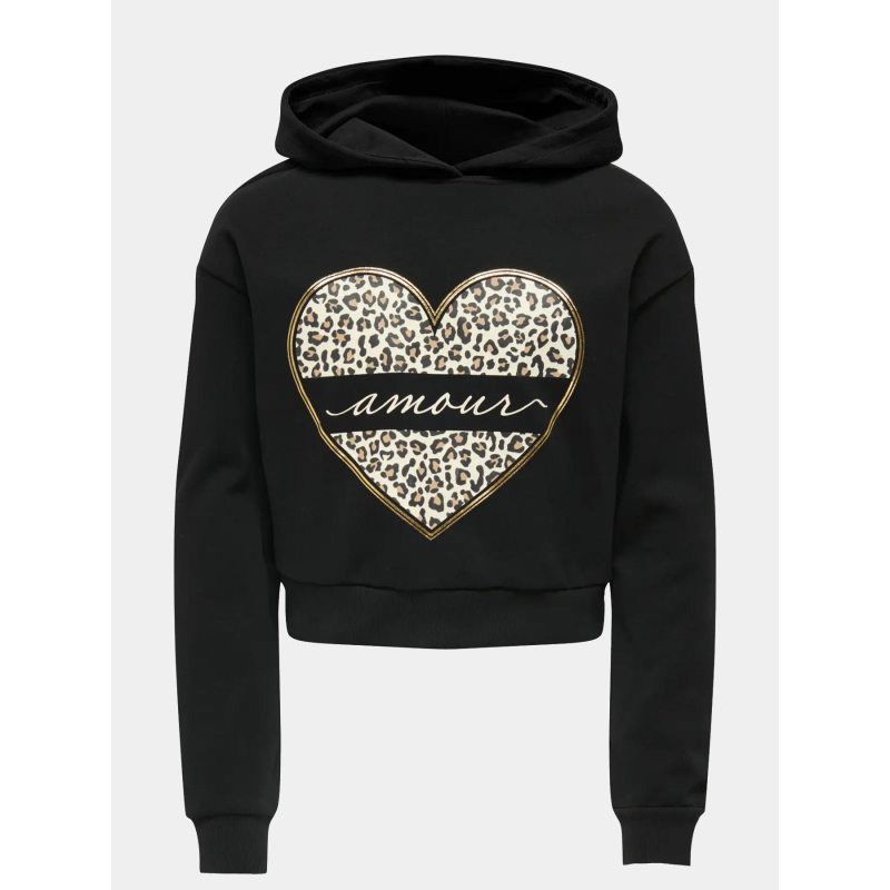 Sweat à capuche cooper life cœur noir fille - Only