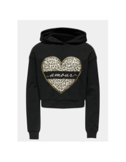 Sweat à capuche cooper life cœur noir fille - Only