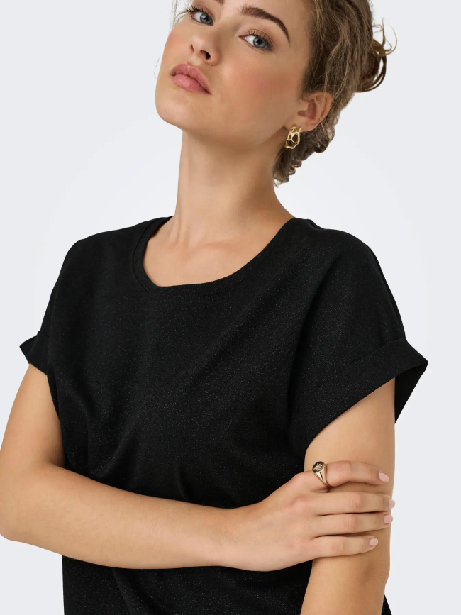 T-shirt à paillettes moster noir femme - Only