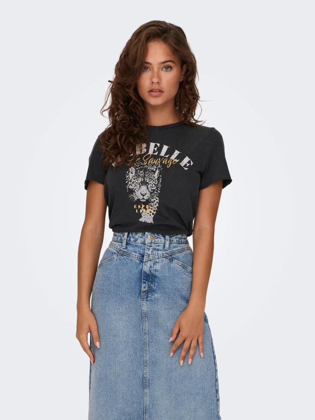 T-shirt à manches courtes onllucy noir femme - Only