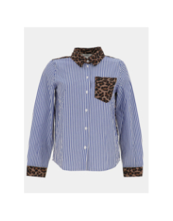 Chemise rayée léopard cayana bleu marron femme - Only