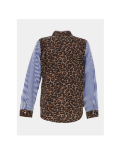 Chemise rayée léopard cayana bleu marron femme - Only