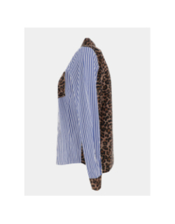 Chemise rayée léopard cayana bleu marron femme - Only