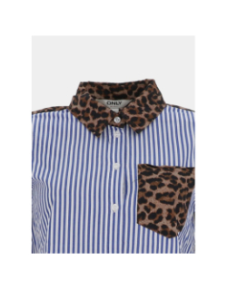 Chemise rayée léopard cayana bleu marron femme - Only