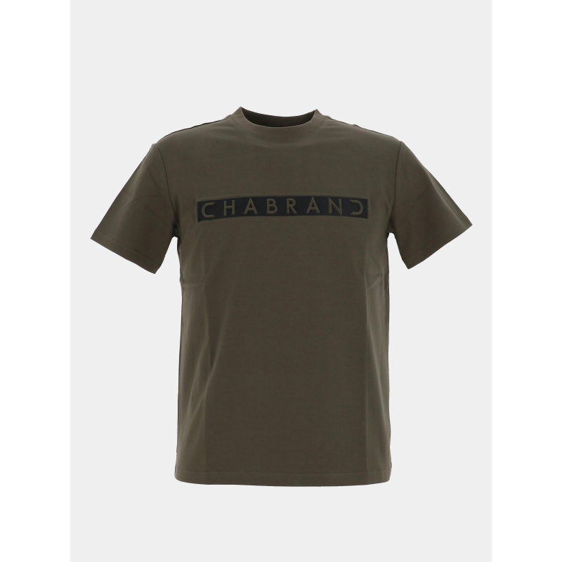 T-shirt à logo relief encadré kaki homme - Chabrand