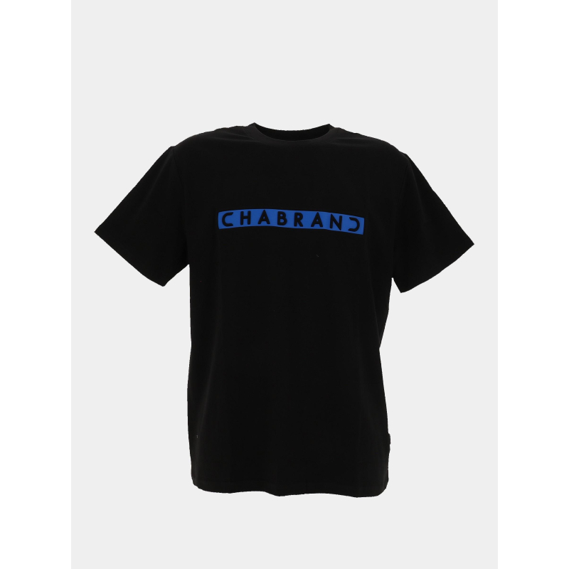 T-shirt à logo encadré bleu relief noir homme - Chabrand