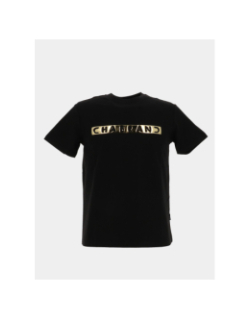 T-shirt à logo encadré doré relief noir homme - Chabrand