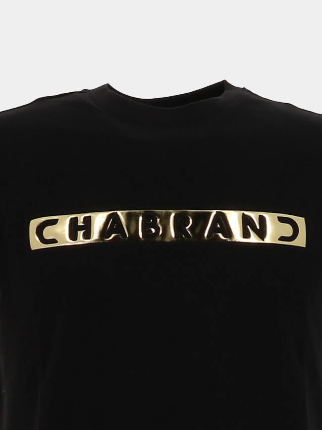 T-shirt à logo encadré doré relief noir homme - Chabrand