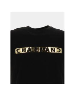 T-shirt à logo encadré doré relief noir homme - Chabrand
