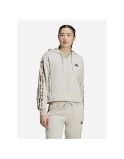 Sweat à capuche zippé aop 3s animal beige femme - Adidas