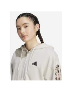 Sweat à capuche zippé aop 3s animal beige femme - Adidas