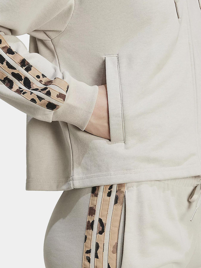 Sweat à capuche zippé aop 3s animal beige femme - Adidas