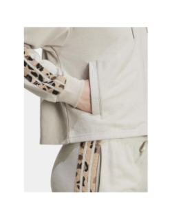 Sweat à capuche zippé aop 3s animal beige femme - Adidas