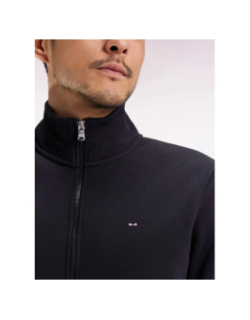 Sweat zippé en molleton gratté noir homme - Eden Park