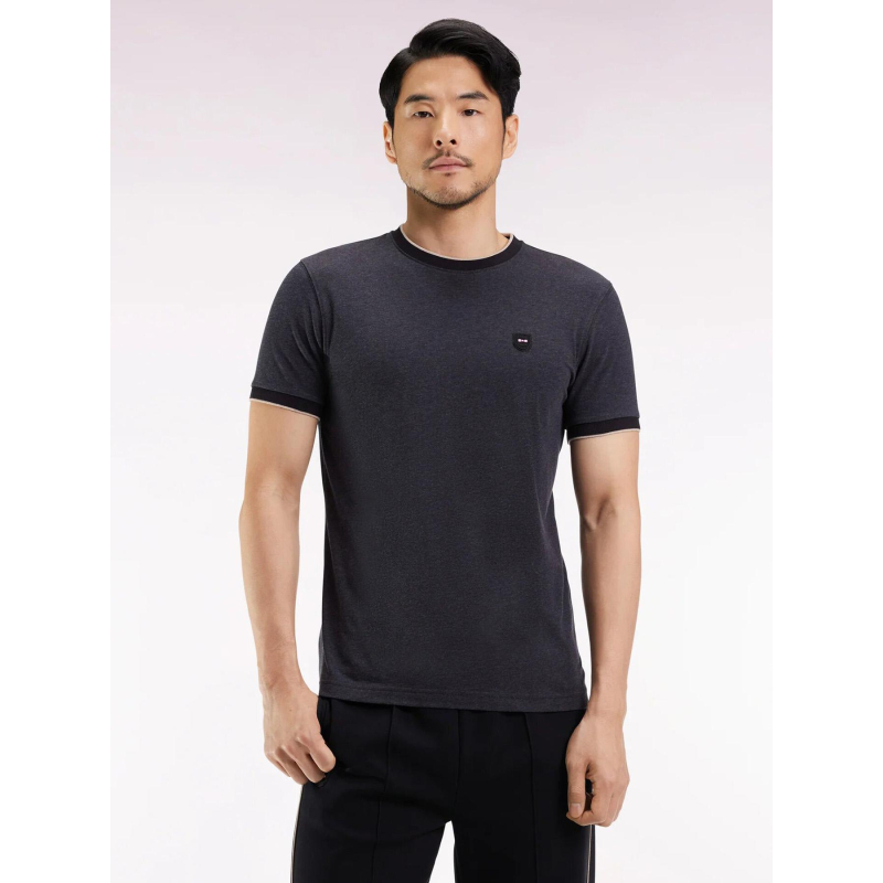 T-shirt en coton stretch à coupe ajusté noir homme - Eden Park