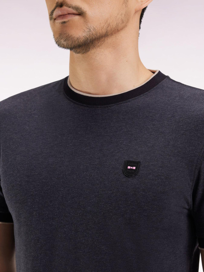 T-shirt en coton stretch à coupe ajusté noir homme - Eden Park